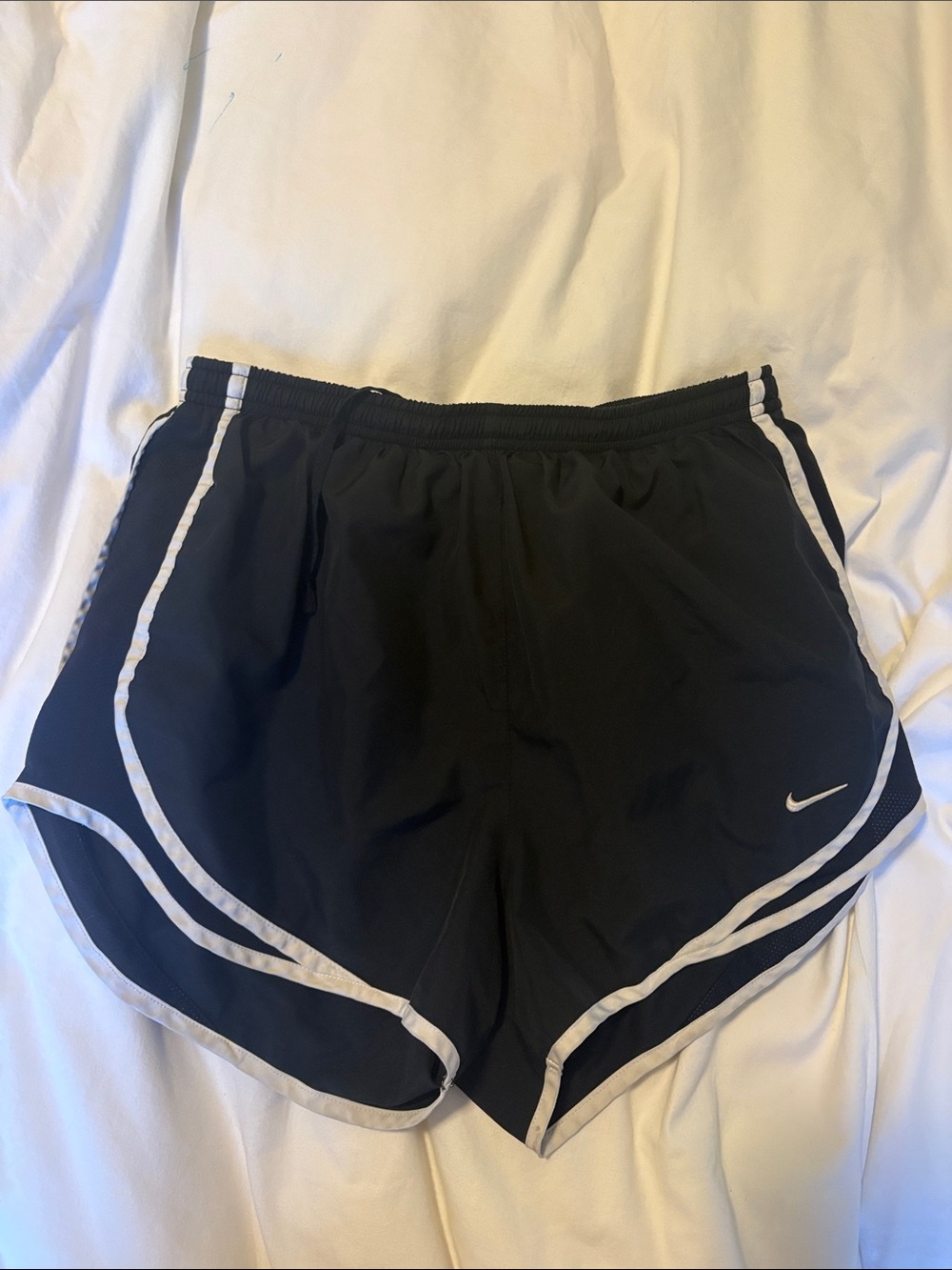 Nike Black Athletic Running Shorts with White Piping